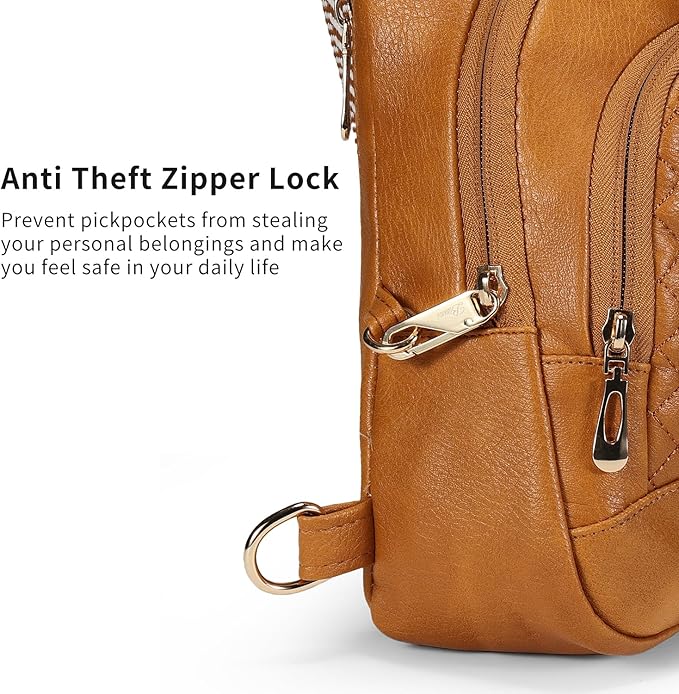 Crossbody Bags for Women Anti Theft Small Sling Handbag with Zipper Lock Vegan Leather RFID Blocking Chest Pure