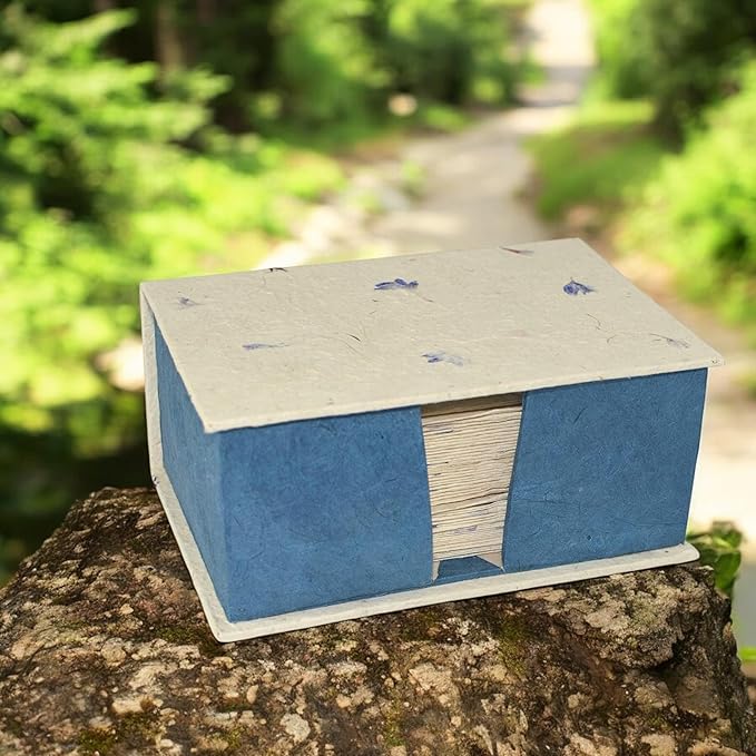 Kathmandu Valley Co. Nepali Cherish Greeting Card & Envelope Deluxe Box Set with Handmade Lokta Paper from Nepal, 25 Cards (Cornflower)