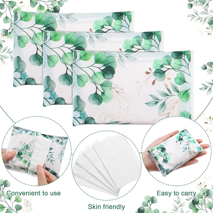 PerKoop 100 Packs Travel Size Tissues Disposable Pocket Facial Tissues Bulk for Travel Wedding Guest School Wallet Purse Home Supplies, 1000 Sheets 3 Ply (Eucalyptus Leaf)