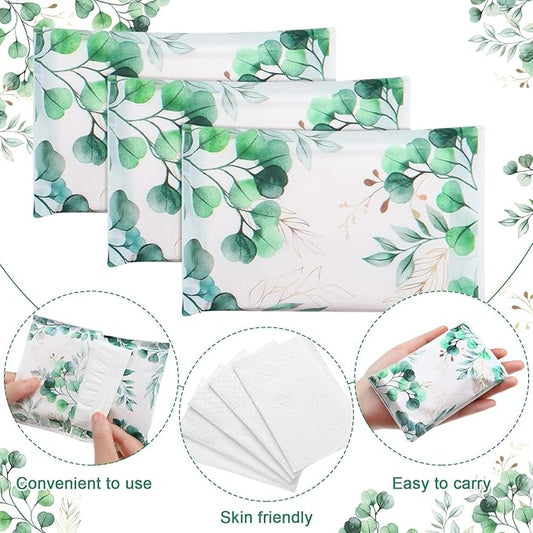 PerKoop 100 Packs Travel Size Tissues Disposable Pocket Facial Tissues Bulk for Travel Wedding Guest School Wallet Purse Home Supplies, 1000 Sheets 3 Ply (Eucalyptus Leaf)