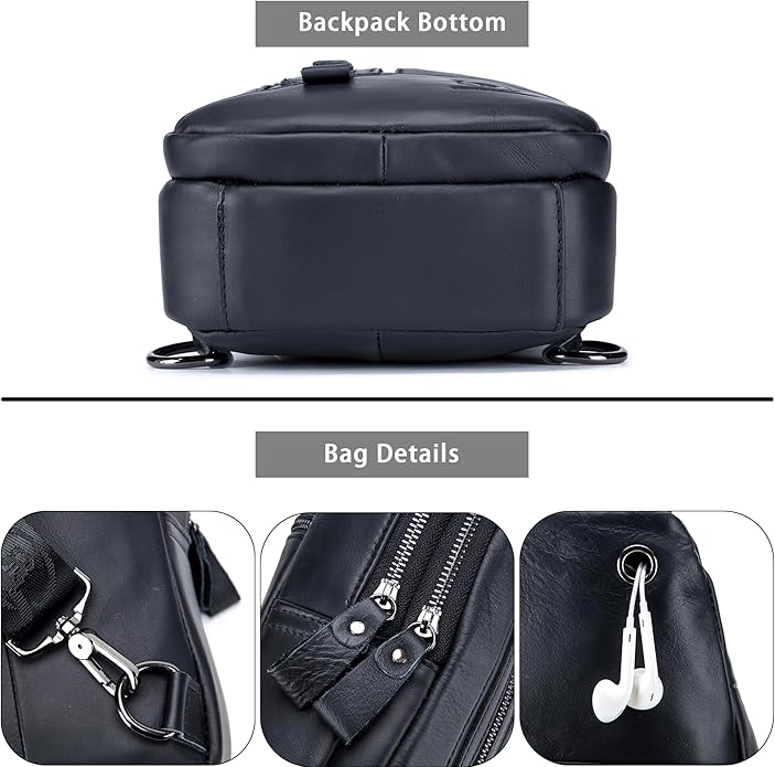 LUKZIJAES Genuine Leather Sling Bag for Men