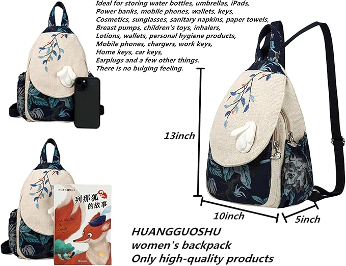 HUANGGUOSHU Bohemian Hand Knit Mini Backpack for Women - Original Creation with Three-Dimensional Decoration, Multi-Pocket Design, Ideal Gift for Mother's Day, Birthdays, and Teen Celebration-Rabbit