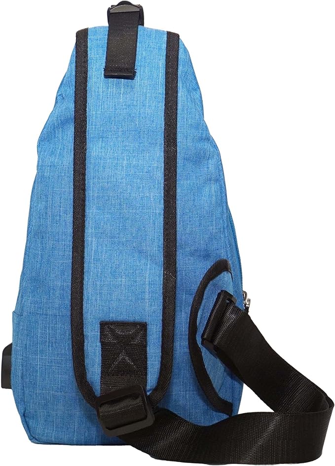 Anti-Theft Daypack Crossbody Sling Backpack, USB Charging Connector Port, Lightweight Day Pack for Travel, Hiking, Everyday, Regular, Light Blue