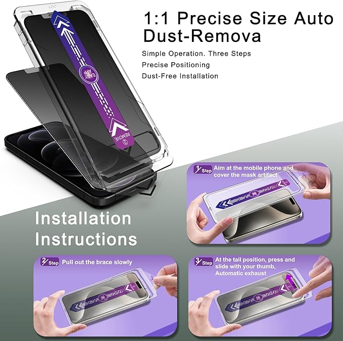 2 Pack Matte Privacy Screen Protector for iPhone 12 and iPhone 12 Pro 6.1-Inch Auto Dust Removal, No Bubbles,Anti-Spy Tempered Glass Film, Easy Installation