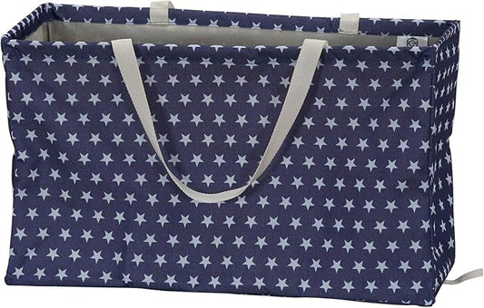 Household Essentials Large Canvas Utility Tote Bag with Handles | Collapsible Storage Basket for Laundry, Groceries, College, Beach, Car & More | Water-Resistant Lining | 11"x22"x13"
