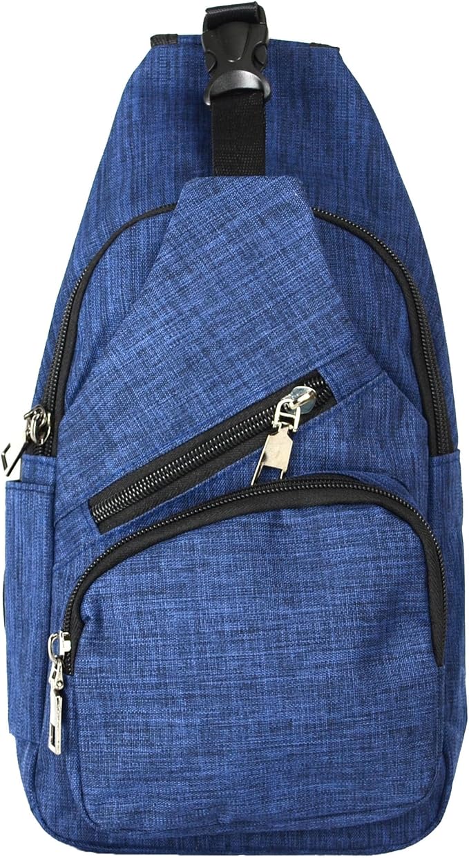 Anti-Theft Daypack Crossbody Sling Backpack, USB Charging Connector Port, Lightweight Day Pack for Travel, Hiking, Everyday, Regular, Navy