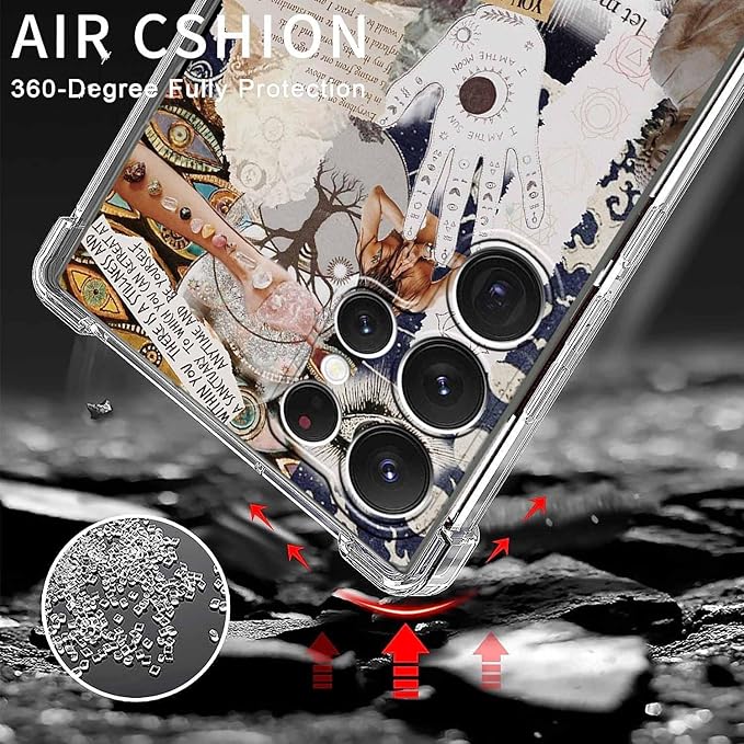 Case for Samsung Galaxy S23 Ultra with Aesthetic Beige Desgin,Spiritual Hippie Quotes Collage,Clear Soft TPU Protective Case,6.8"(Beige,S23U)