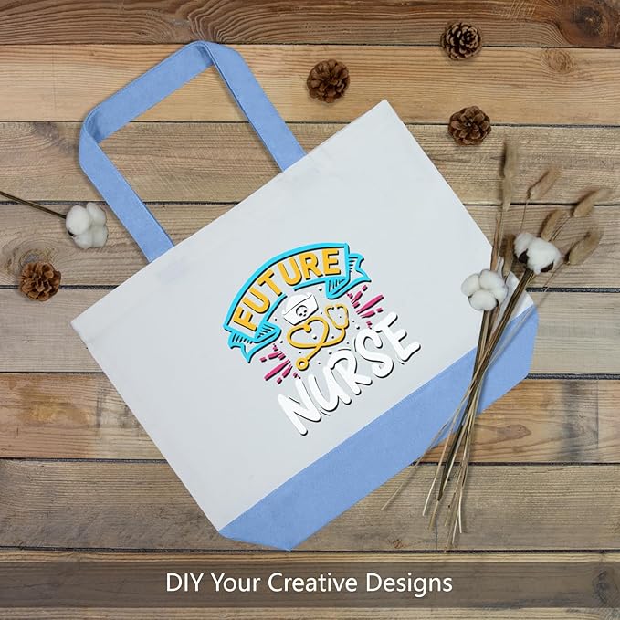 TOPDesign 3-Pack Super Strong Large 12oz Cotton Canvas Tote Bags, Reusable Grocery Shopping Cloth Bags, Fashionable Two-Tone Totes for Crafts, DIY Your Creative Designs