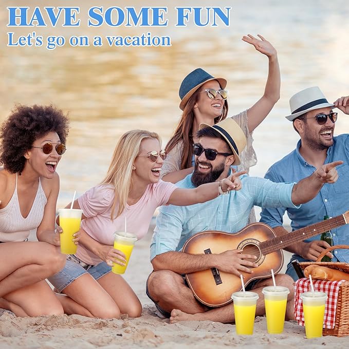 Honeydak 60 Pack Tumbler with Straw and Lid Bulk Glitter Plastic Cups Water Bottle Iced Coffee Travel Mug Reusable Party Favor Cups for Birthdays travel 24-27 oz (Transparent)