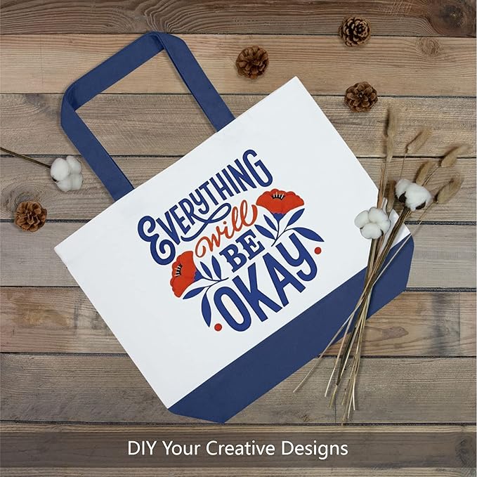 TOPDesign 3-Pack Super Strong Large 12oz Cotton Canvas Tote Bags, Reusable Grocery Shopping Cloth Bags, Fashionable Two-Tone Totes for Crafts, DIY Your Creative Designs