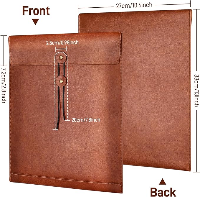 Pink PU Leather File Folder for Documents,Important Document Folder with String Tie,Laptop Sleeve Notebook Case,Leather File Organizer,A4 Envelopes Filing Folder