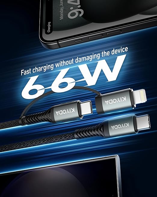 Coiled USB C to USB C and Lightning Cable 2 in 1, 3FT 2Pack Braided Cord Fast Charging Type C Car Charger for iPhone 17 16 15 14 13 12 11,iPad, Samsung Galaxy, Google Pixel, Moto, LG, TCL Phones