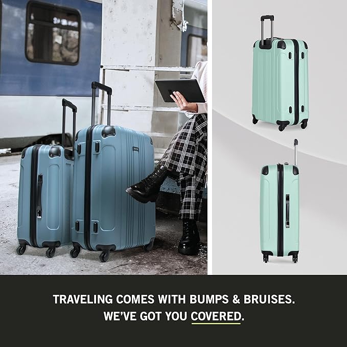 Kenneth Cole REACTION Bounds Lightweight Hardshell 4-Wheel Spinner Luggage, Mint Blue, 20-Inch Carry On