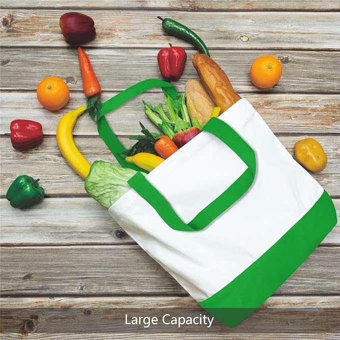 TOPDesign 1-Pack Super Strong Large 12oz Cotton Canvas Tote Bag, Reusable Grocery Shopping Cloth Bag, Fashionable Two-Tone Tote for Crafts, DIY Your Creative Designs