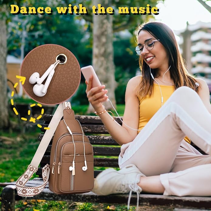 Leather Sling Bag for Women,Travel Small Sling Bag Crossbody Bags for Women-Vegan Leather Fanny Pack Crossbody Bags