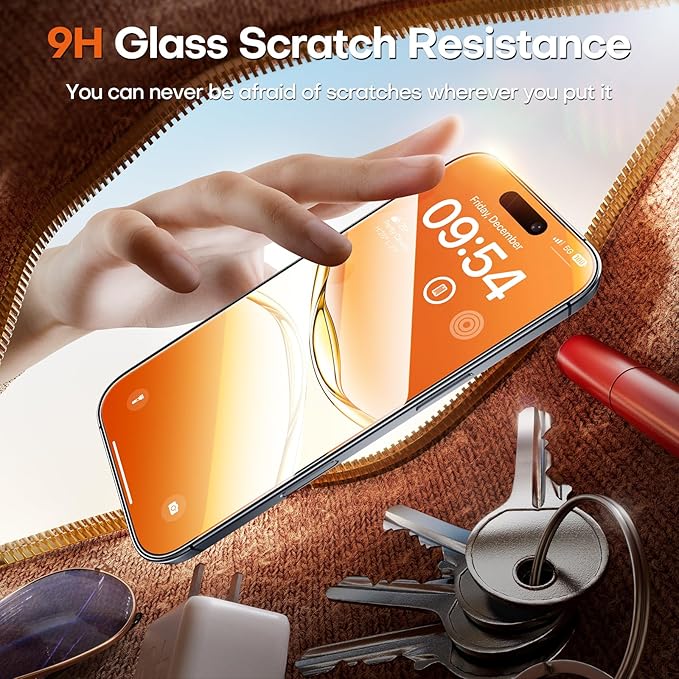 TOCOL for iPhone 17 Screen Protector 6.3 inch 9H Hardness Military Grade Shatterproof HD Clear Tempered Glass for Full Coverage Easy Installation Compatible with Sim Card Case Friendly 2 Pack