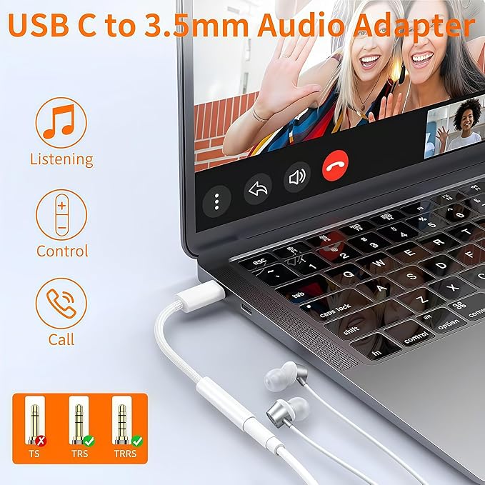 10Pack USB C to Headphone Jack Adapter,USB c to 1/8 inch Audio Adapter Compatible with iPhone 16 15 Samsung Galaxy S25,S24,S23 Ultra, Note 20, iPad Pro, MacBook, Pixel XL and More