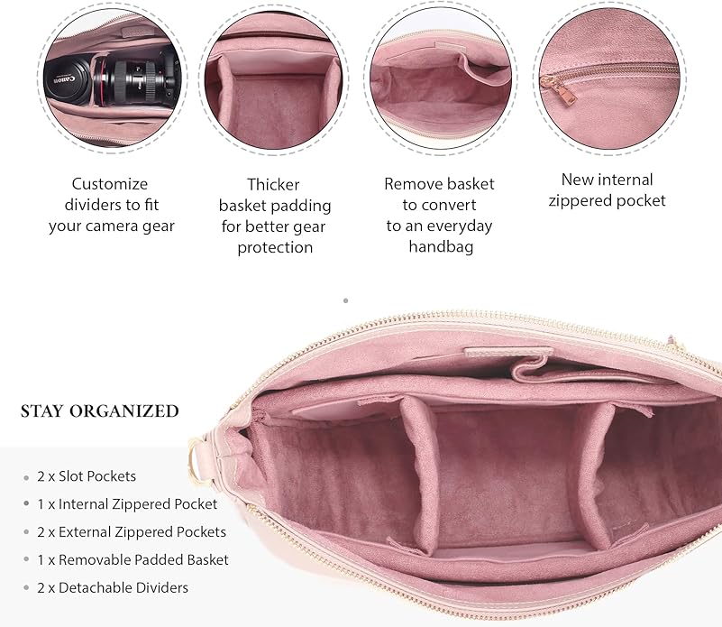 Meliae Camera Bag for Women, DSLR Mirrorless Camera Purse, Leather Shoulder Crossbody Hobo Travel Tote