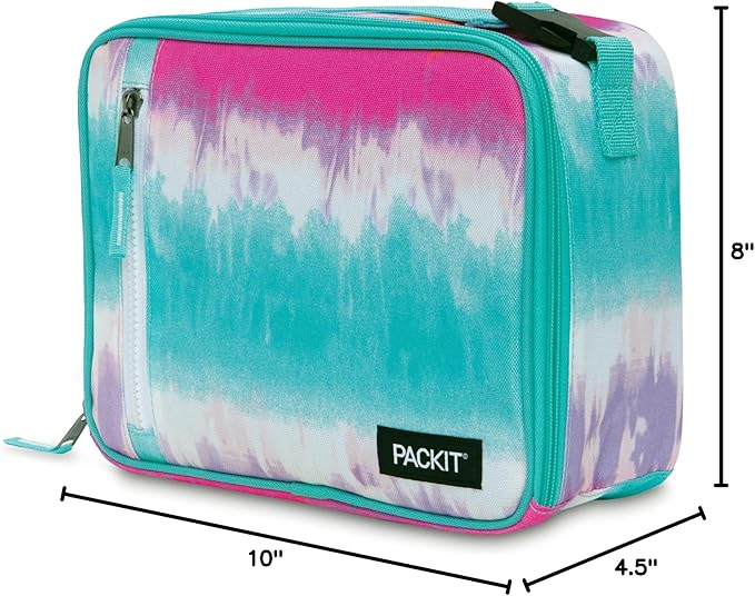 PackIt Freezable Classic Lunch Box, Tie Dye Sorbet, Built with EcoFreeze Technology, Collapsible, Reusable, Zip Closure With Zip Front Pocket and Buckle Handle, Designed for Lunches
