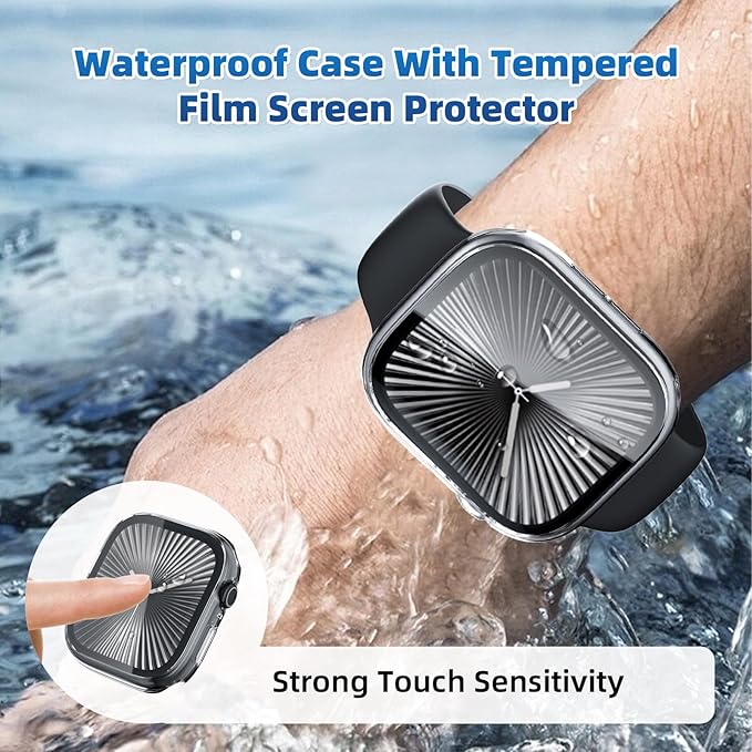 2 in 1 Waterproof Case for Apple Watch Screen Protector Series 10 Series 11(2025) 42mm Built-in Tempered Glass [Overal Protective] Ultra-Thin PC Bumper Cover Compatible iWatch