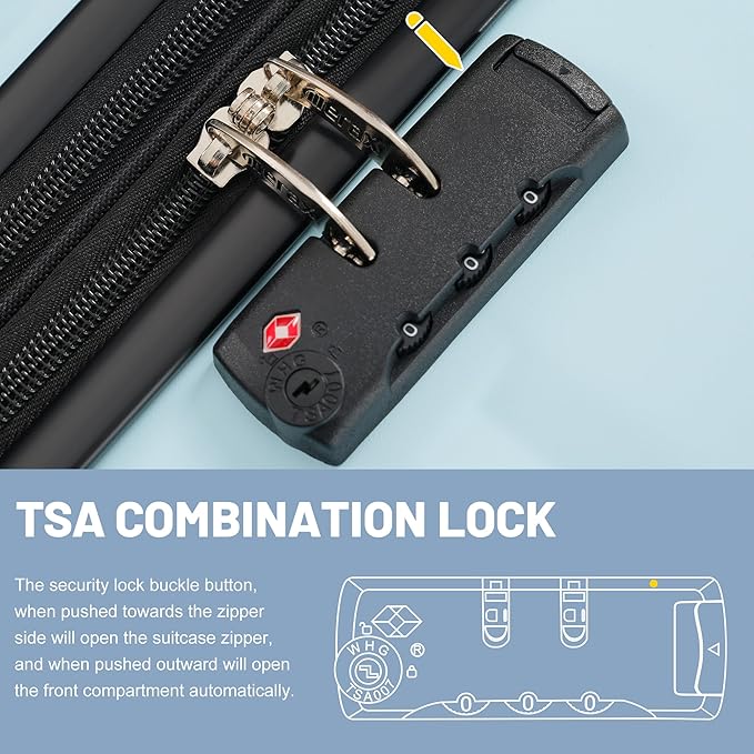 Merax Luggage Sets 3 Piece, Durable Hardshell Suitcase with Double Spinner Wheels and Handle Bags,Lightweight Carry on Luggage with TSA Lock,20+24+28,Light Blue