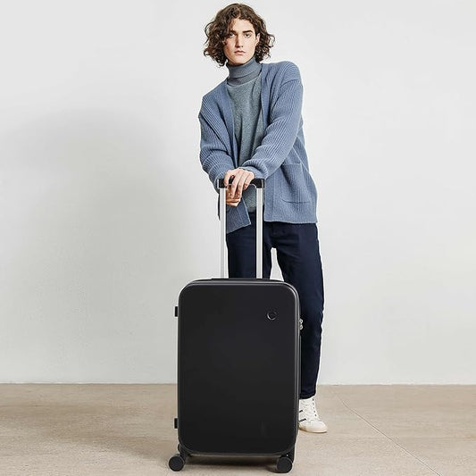 mixi Upgrade Carry on Luggage Suitcases with Spinner Wheels, Hardside Rolling Suitcase PC with TSA Lock Lightweight Travel Case 20in Carry-On, Fine Grid Black