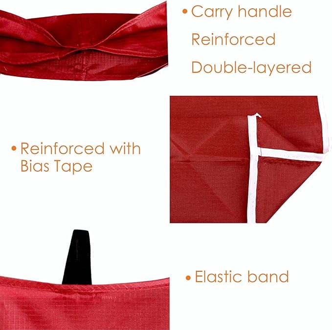 BeeGreen Christmas Red Reusable Grocery Bags Shopping Bags Bulk 10 Packs 50LBS X-Large Foldable-Machine Washable-Heavy Duty