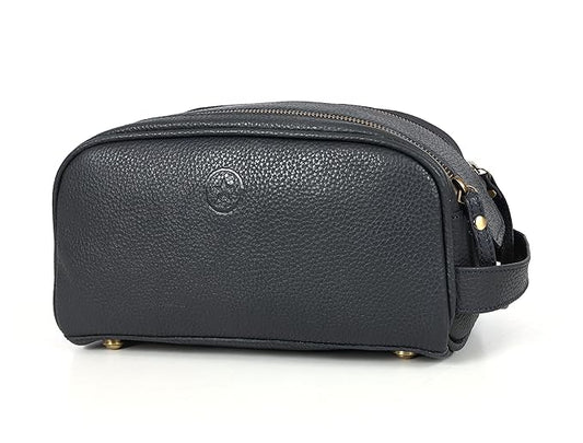 10" Premium Leather Toiletry Travel Pouch With Waterproof Lining | King-Size Handcrafted Vintage Dopp - Kit Gift for Father's Day By Aaron Leather Goods