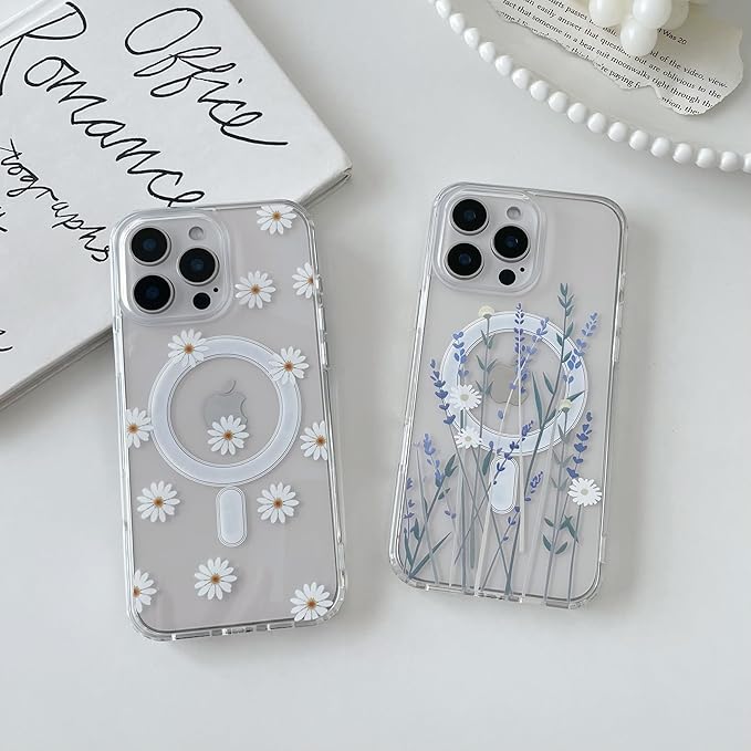ZTOFERA for iPhone 16 Pro Max Magnetic Case Compatible with Magsafe,Aesthetic Floral Pattern Design Cute for Girl Women,Anti-Drop Protective Hard Phone Cover for iPhone 16 Pro Max-Lavender