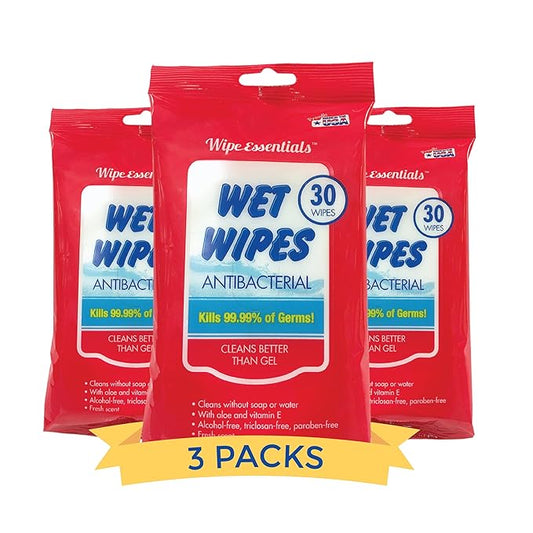 WipeEssentials Hand Sanitizer Wipes, Hand Wipes for Adults and Kids - 90 wipes - 3 Packs of 30ct Hand Sanitizing Wipes, Travel Essentials