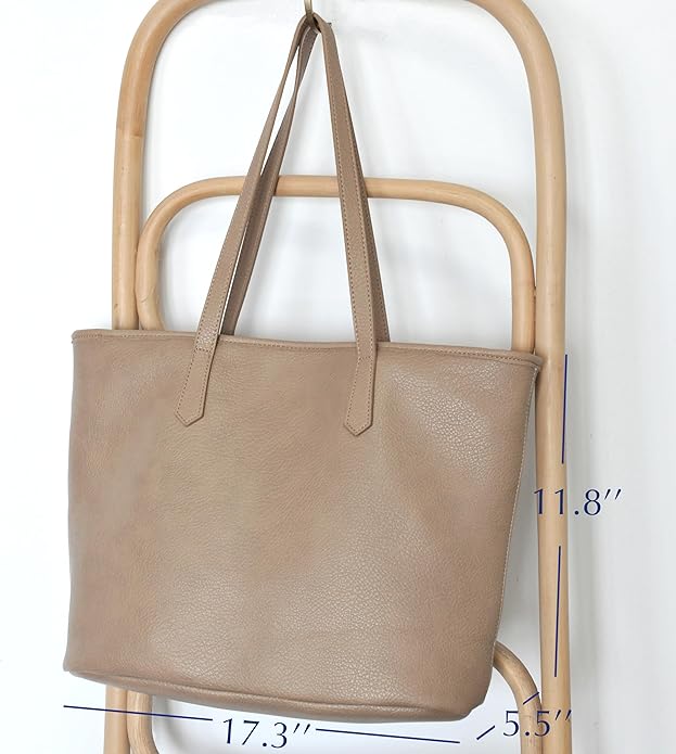 Zipper Tote Bag for Women Soft Vegan Leather Handbag for Work, Travel & Everyday Use