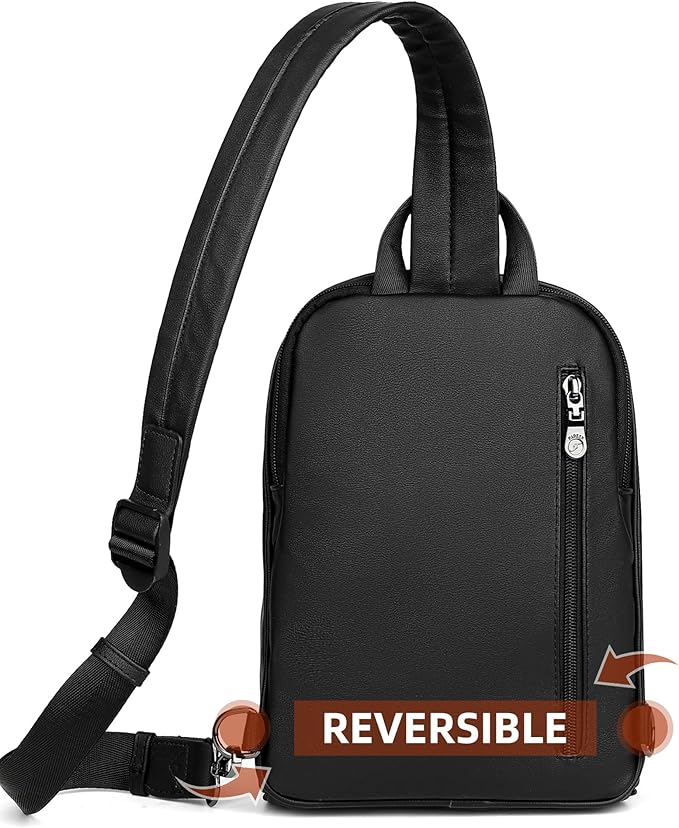 FADEON Sling Bag for Women, Crossbody Purse with Tassels, Designer Leather Shoulder Chest Bags for Travel