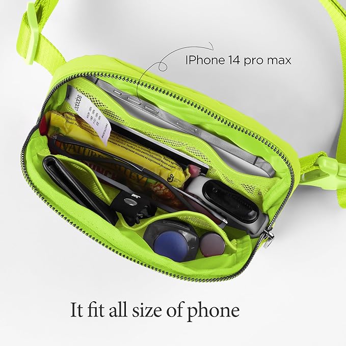 ODODOS Unisex Mini Belt Bag with Adjustable Strap Small Fanny Pack for Workout Running Traveling Hiking, Neon