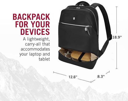 Victorinox Victoria Signature Deluxe Backpack - Professional Laptop Backpack for Women - Holds Computer & Tablet - Includes Clutch - 18 Liters, Black