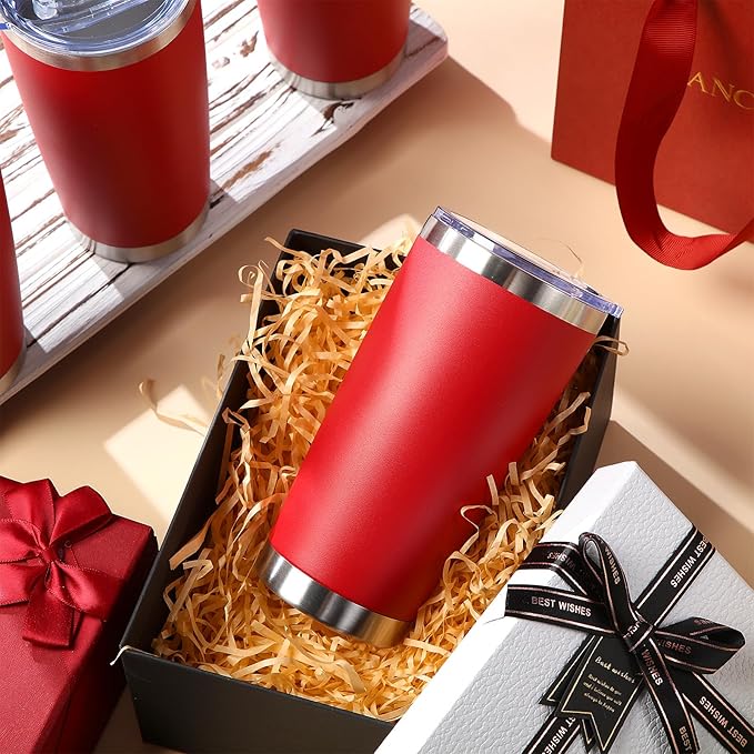 Sieral 36 Packs Stainless Steel Tumbler Bulk with Lid Vacuum Double Wall Insulated Travel Coffee Mug Powder Coated Tumbler Cup for Graduation Wedding Christmas Birthday Party(Red, 20 oz)