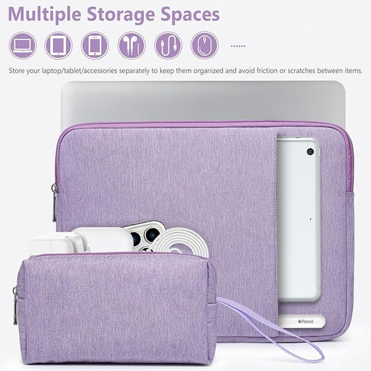 HYZUO 15-16 Inch Laptop Sleeve Bag Set for MacBook Pro 16 M4/M3/M2/M1 Pro/Max, 15" Surface Book, Notebook Case for 15" 15.6" HP Dell Lenovo ThinkBook Asus Acer Samsung Huawei, Lilac Purple