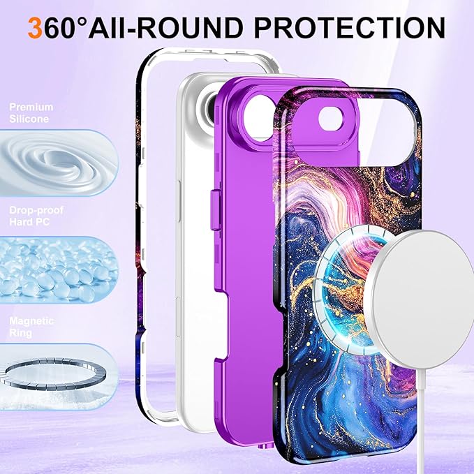 Btscase for iPhone Air Case [Compatible with Magsafe] [Military-Grade Drop Protection] Slim Anti-Scratch Smooth Touch TPU Bumper Shockproof Magnetic Phone Case for Women Girls Men, Deep Purple