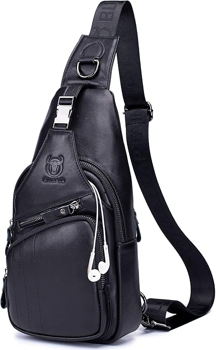 Cross body Bags for Men Leather Sling Bag Casual Daypacks Chest Bags Shoulder Bag Travel Hiking Backpacks
