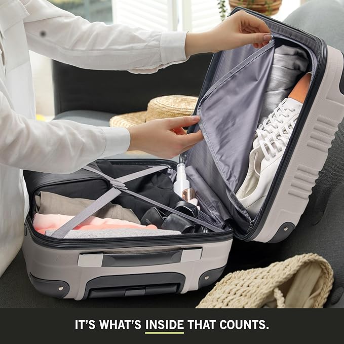 Kenneth Cole REACTION Bounds Lightweight Hardshell 4-Wheel Spinner Luggage, Mushroom, 28-Inch Checked