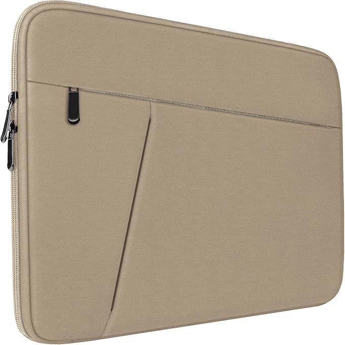 15.6 inch Laptop Sleeve, Shockproof Protective Computer Carrying Cover with Front Pocket, Briefcase Handbags Laptop Case for 15.6 inch HP, Dell, Acer, Asus, Notebook, Khaki