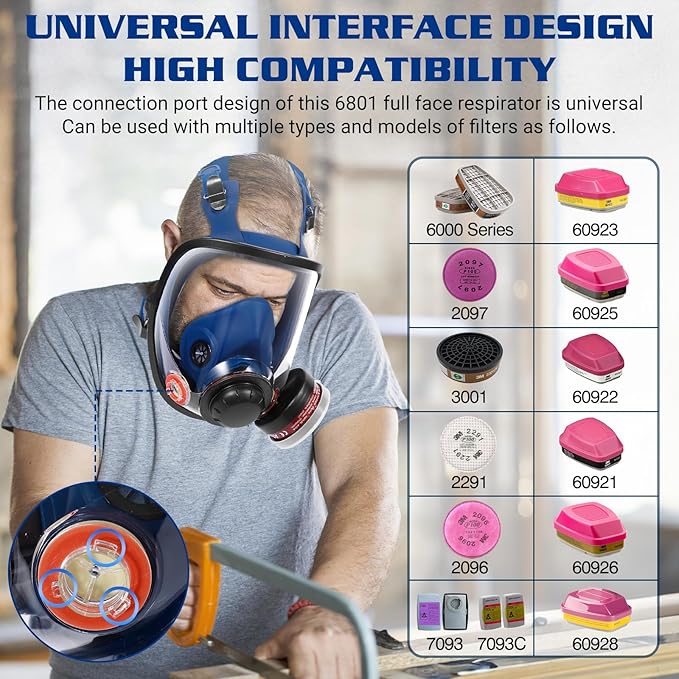 Respirator Mask, Reusable Face Respirators with Filters, Gas Masks Against Chemicals/Organic Vapor/Formaldehyde