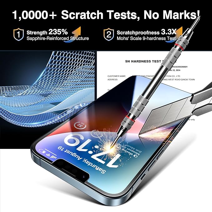 EZ-GLAZ-4+2 Pack for iPhone 14 Plus Privacy Screen Protector[6.7 inches] With Camera Lens Protector, [Drop Protection] 9H Hardness Full Coverage Anti-Spy Tempered Glass Film, Easy to install