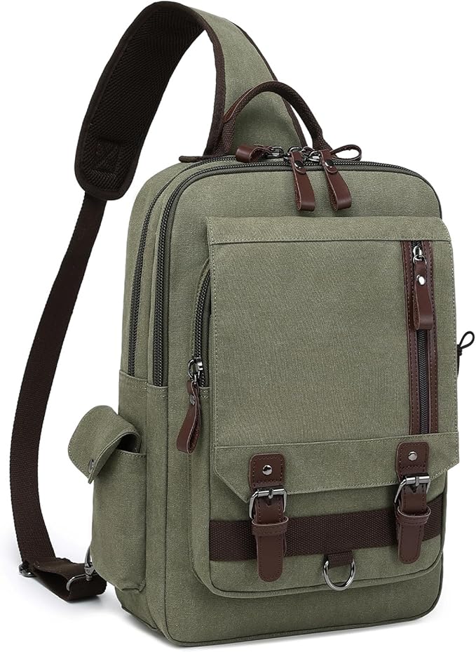 mygreen Canvas Cross Body Messenger Bag Shoulder Sling Backpack Travel Rucksack