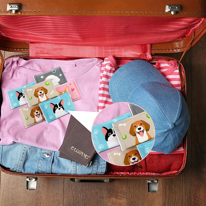 PerKoop 100 Pack Pocket Tissues Travel Slim Packs Small Facial Tissues Wallet Size Toilet Paper for Travel Guest Wedding Supplies, 4 Styles(Dog)