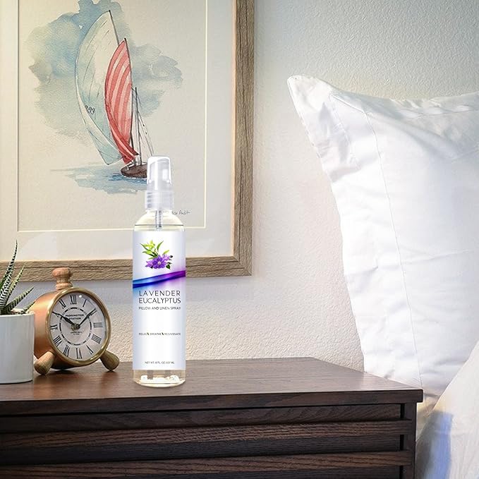 Natural Lavender Eucalyptus Pillow Mist and Linen Spray, Best Home Spray to Relax The Mind, Sleep Patterns and Body, Strong Lavender Room Spray (Lavender Eucalyptus, 8oz)