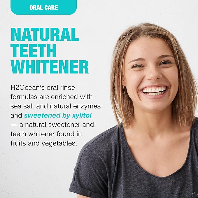 H2Ocean Healing Rinse Natural Sea Salt Oral Care - Mouth Rinse for Oral Care - Great for Piercings, Sore Throats & Gum Health - Alcohol- & Fluoride-Free Mouthwash - Arctic Ocean Mint, 16 oz