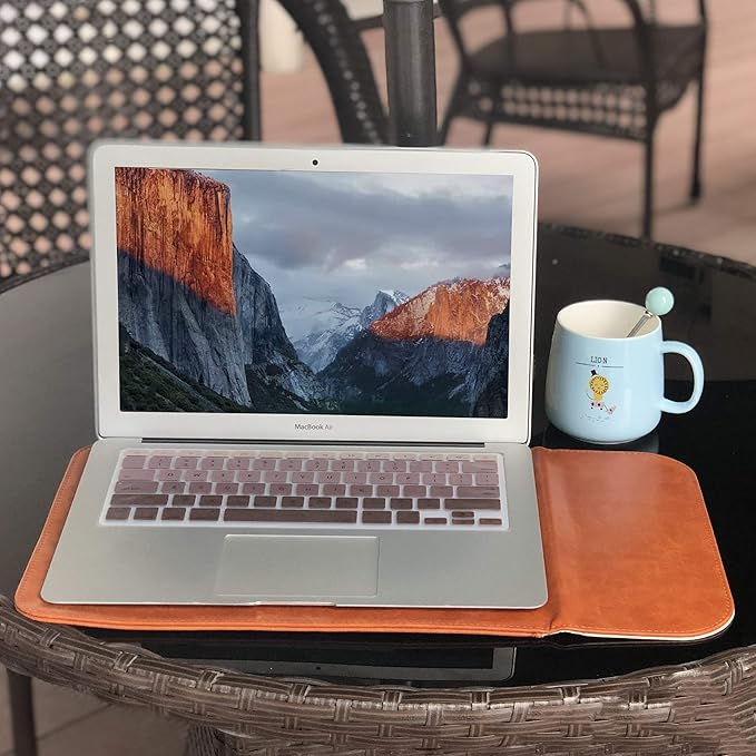 Allinside 13-13.3 inch Laptop Sleeve Case for MacBook Pro 14 2021-2024/MacBook Air 13 2010-2017/MacBook Pro 13 2010-2015, Waterproof PU Leather Laptop Sleeve Bag Protective Vertical Case Cover, Brown