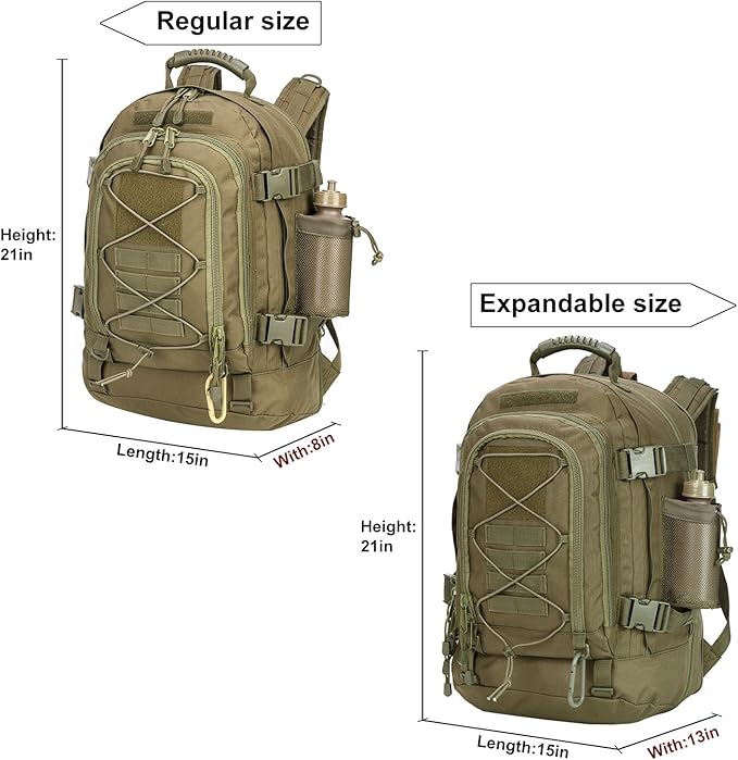 Large Tactical Backpack for Men Military Backpack with DIY System for Travel, Work,Camping,Hunting,Hiking,Sports (GREEN)