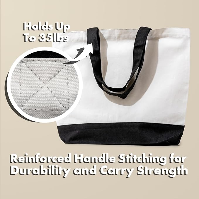 Carrywell |Not Made In China| 24 Pack Cotton Tote Bags, Lightweight Reusable Grocery Shopping Bag, Blank Bulk Cloth Totes with Handles, Great For Custom Screen Print and Gifts (15"x16")