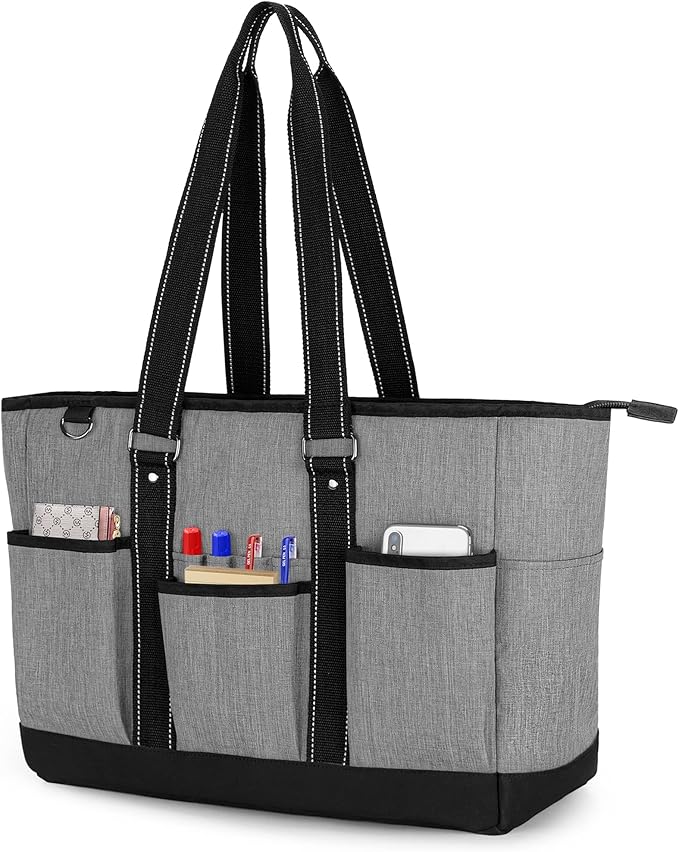 Trunab Teacher Utility Tote Bag with Multiple Pockets, Padded Compartment for 15.6" Laptop for working